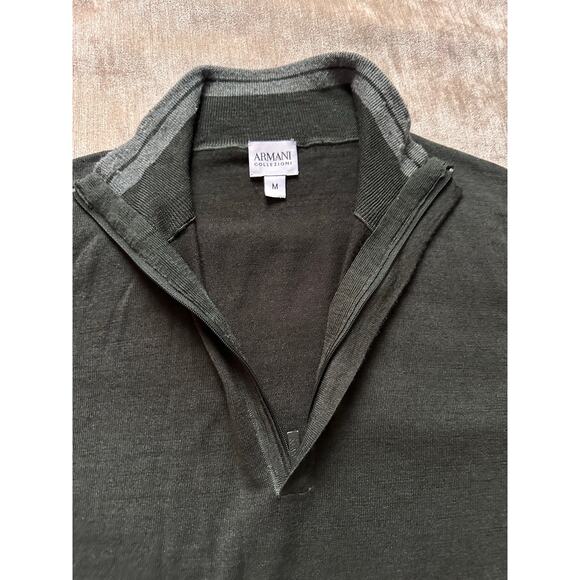Armani Collezioni Sweater Mens Small S dark green Pullover Knit Lightweight wool - Picture 1 of 16